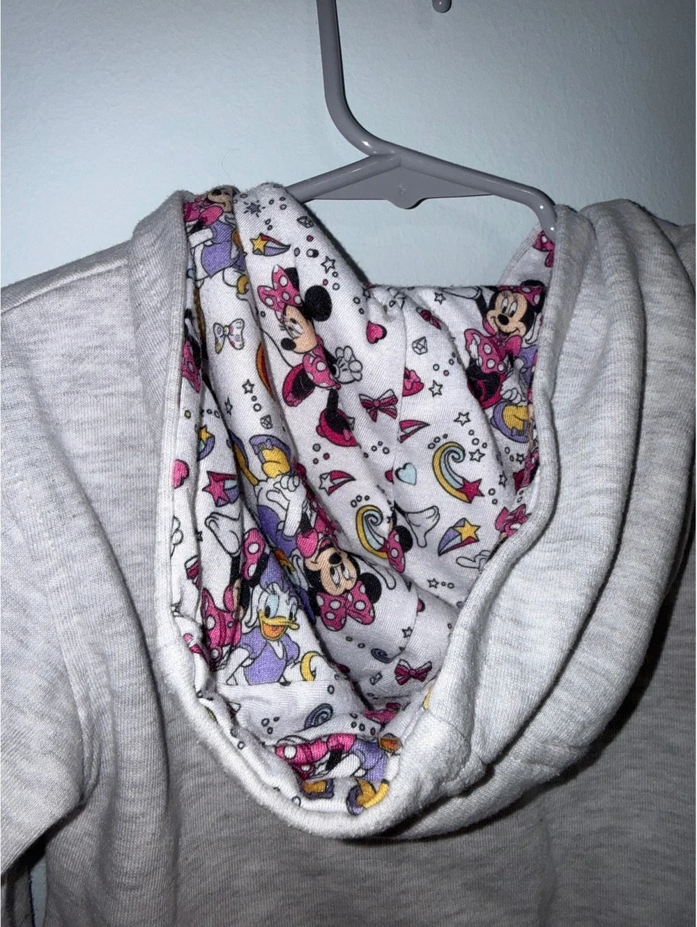 Girls Size 4 Minnie Mouse Grey Hooded Zip-Up Sweatshirt